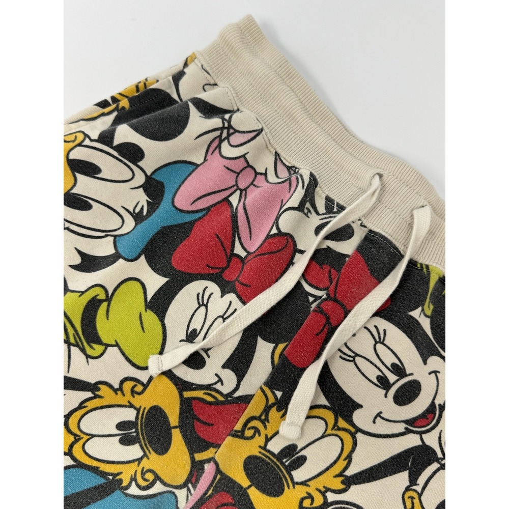 Disney Mickey and Friends All Over Print Jogger Sweatpants Cream Small 3-5